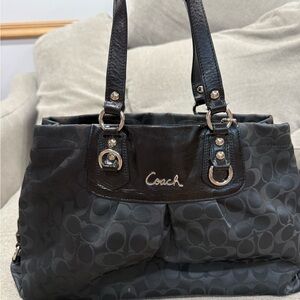 Coach Black Signature Monogram Tote